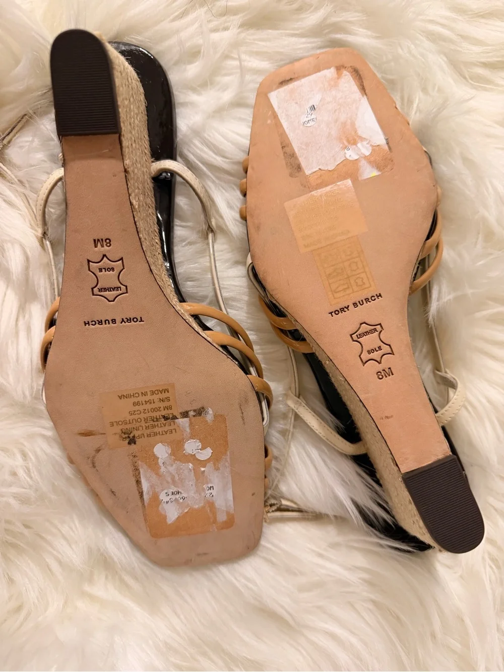Tory Burch Two-Tone Strappy espadrille Sandals in Black and Tan